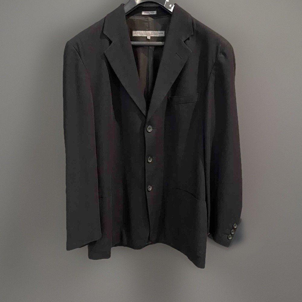 Mens M 44 LE COLLEZIONI STRUCTURE Blazer Jacket Black Italy Rayon Wool Shell